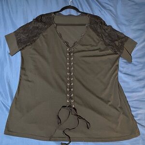 Black Lace-Up Women's Top